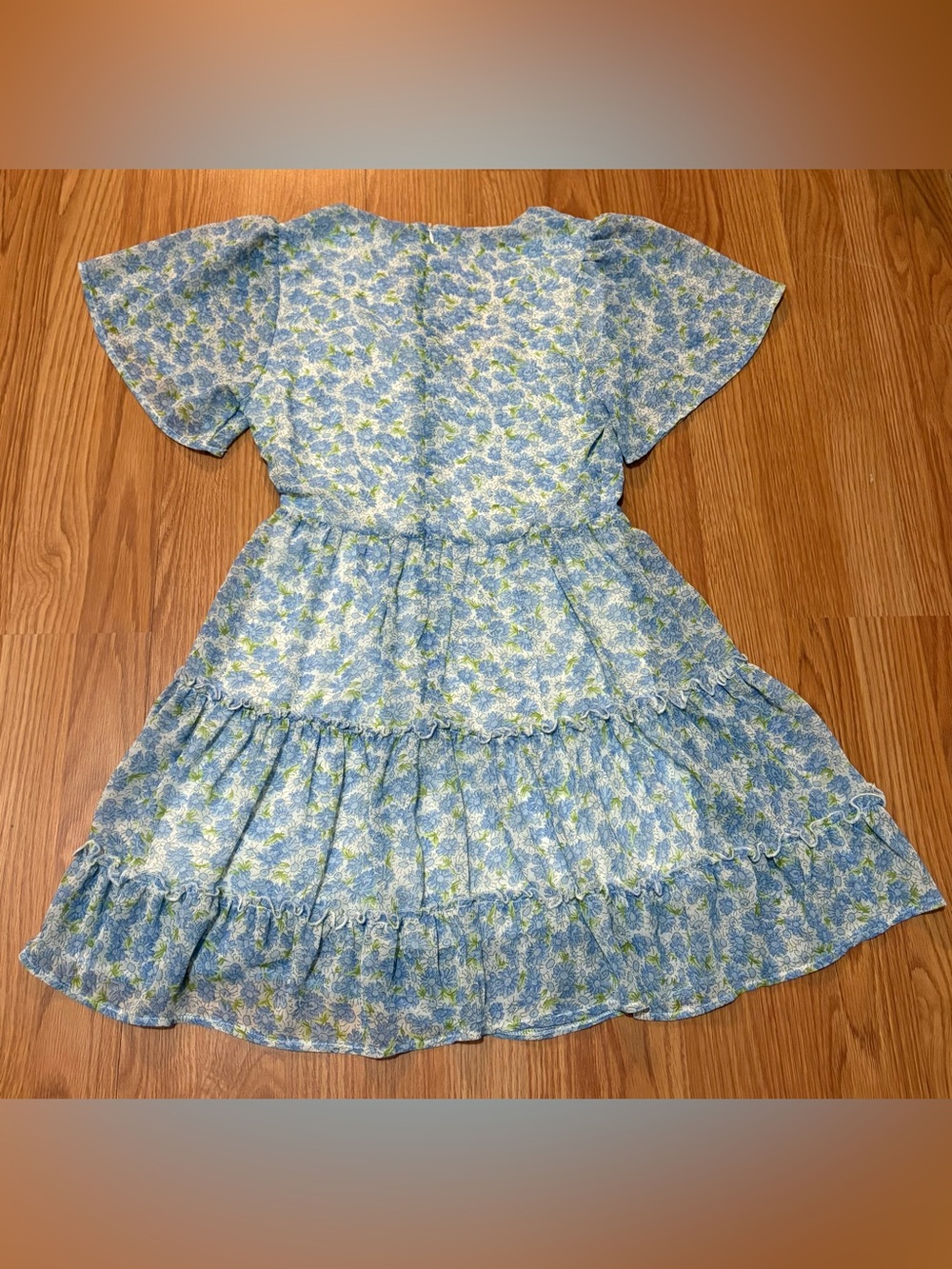 Altar'd State Light Blue Floral V-Neck Tiered Mini Dress - Picture 11 of 11